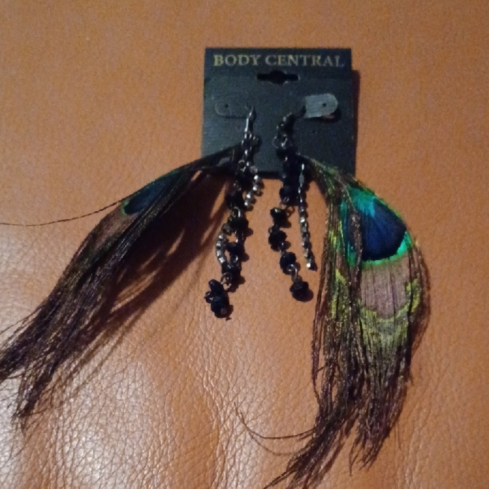 -- Body Central Multicolor Feather Earrings